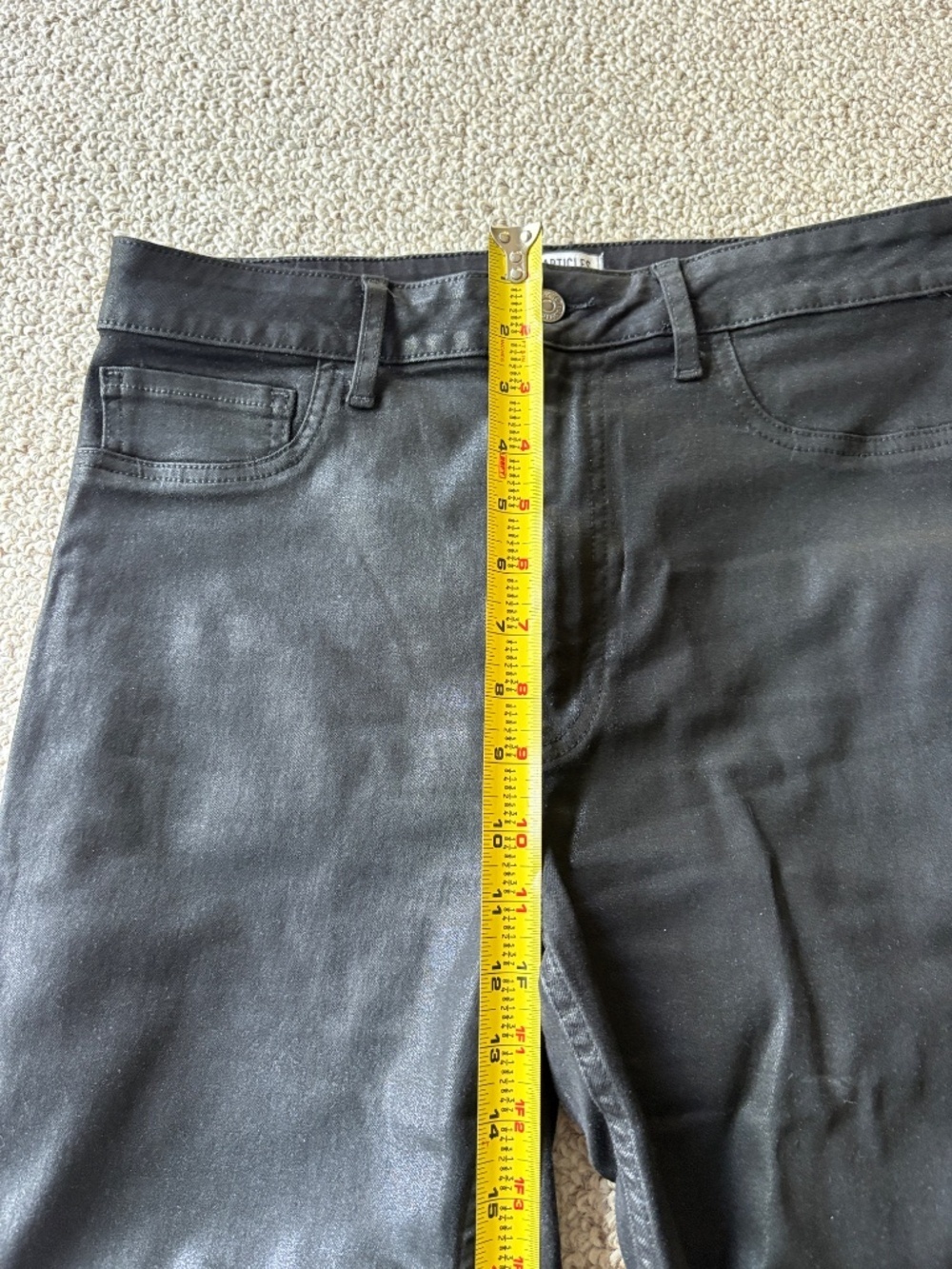 Articles of Society Linden High Rise Crop Flare Jeans Black Metallic 12 Glam - Picture 9 of 10